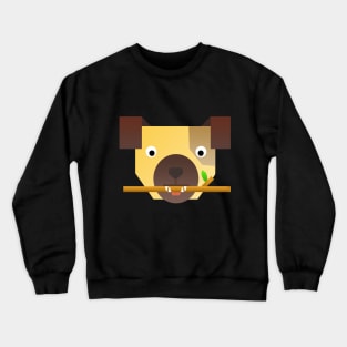 Simplistic Dog Design With Stick In Mouth Crewneck Sweatshirt